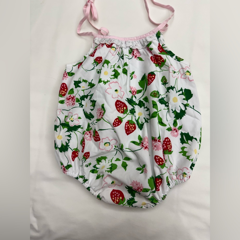 Floral Strawberry Baby Romper